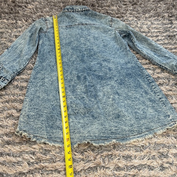 100% Cotton Denim Long Sleeve Shirt Dress / Coat, Size S - Picture 3 of 6